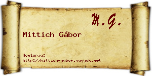 Mittich Gábor névjegykártya